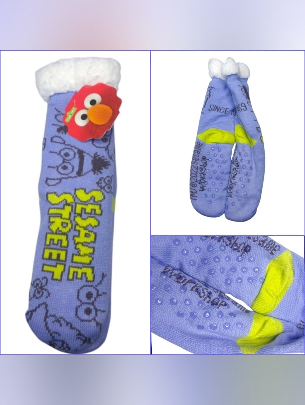 🎁 FREE with purchase- Sesame Street Sherpa Lined Gripper Bottom Slipper Socks
